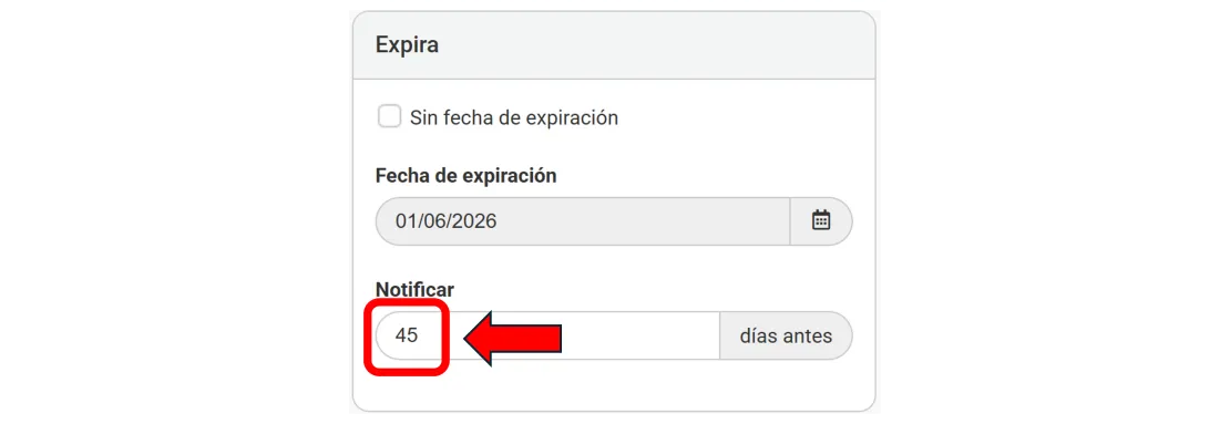 Alerta de expiración de documentos